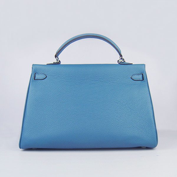High Quality Hermes Kelly 35CM Togo Leather Bag Middle Blue 6308 - Click Image to Close